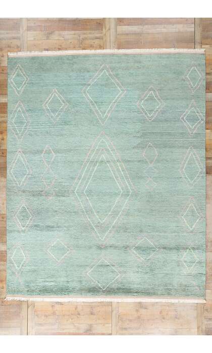 9 x 12 Modern Tribal Light Teal Moroccan Rug 31253