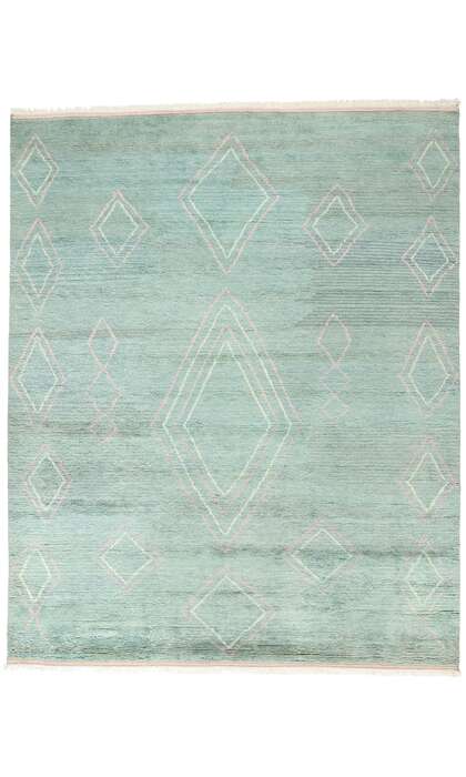 9 x 12 Modern Tribal Light Teal Moroccan Rug 31253