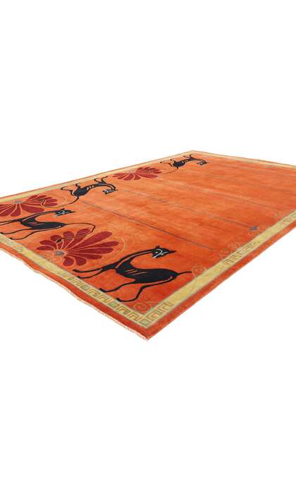 6 x 9 Modern Orange Chinese Art Deco Rug 31322