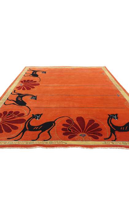 6 x 9 Modern Orange Chinese Art Deco Rug 31322