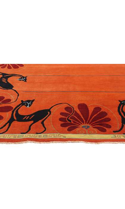 6 x 9 Modern Orange Chinese Art Deco Rug 31322