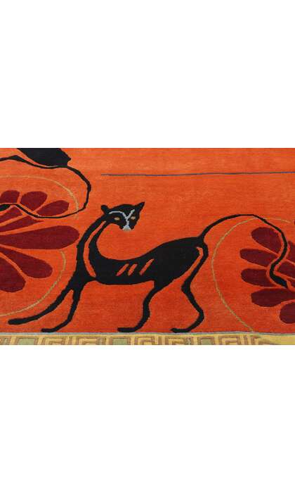 6 x 9 Modern Orange Chinese Art Deco Rug 31322