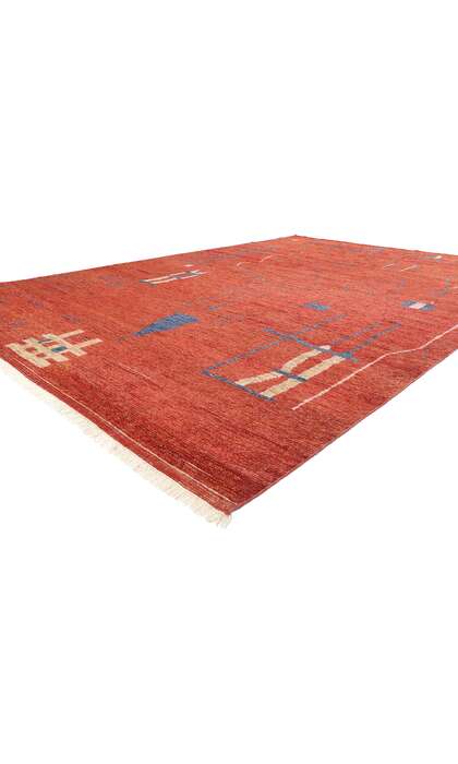 10 x 14 Red Abstract Brutalist Moroccan Rug 31279