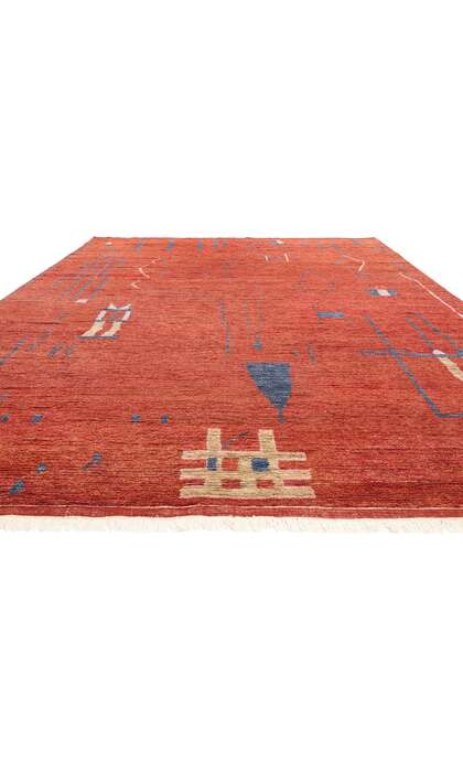 10 x 14 Red Abstract Brutalist Moroccan Rug 31279