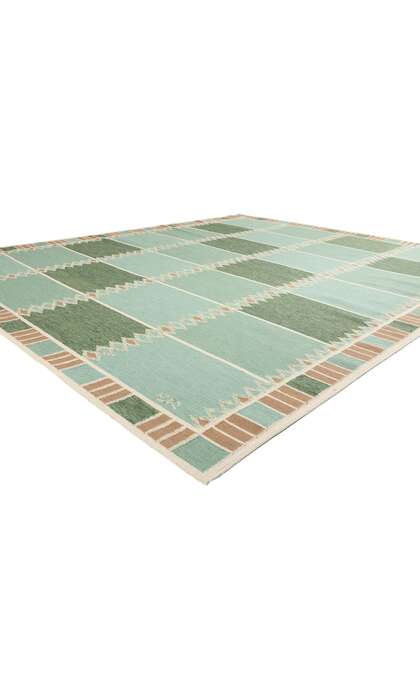 10 x 12 Scandinavian Modern Green Swedish Inspired Kilim Rug 31116