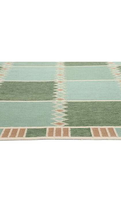 10 x 12 Scandinavian Modern Green Swedish Inspired Kilim Rug 31116