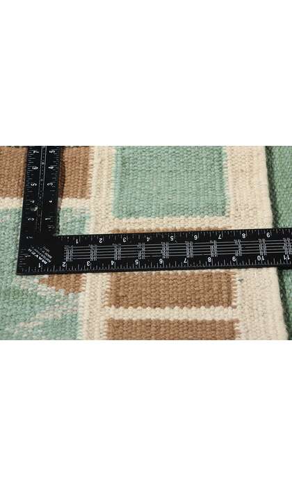 10 x 14 Scandinavian Modern Green Swedish Inspired Kilim Rug 31111