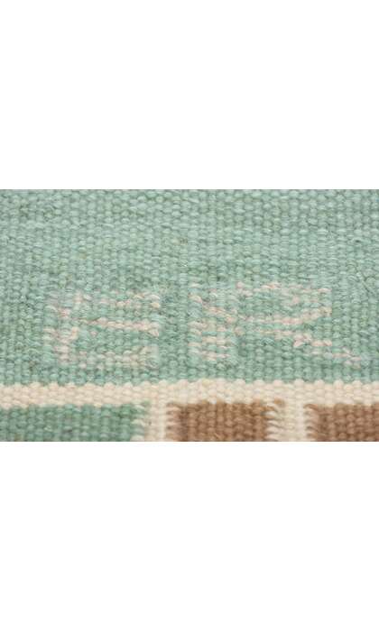 10 x 14 Scandinavian Modern Green Swedish Inspired Kilim Rug 31111