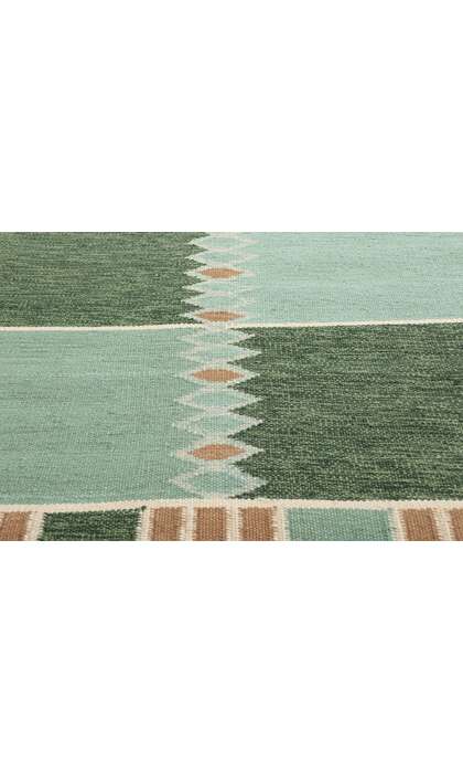 10 x 14 Scandinavian Modern Green Swedish Inspired Kilim Rug 31111