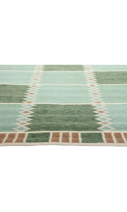 12 x 15 Scandinavian Modern Green Swedish Inspired Kilim Rug 31317