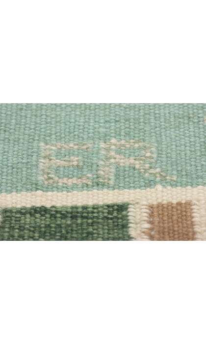 9 x 12 Scandinavian Modern Green Swedish Inspired Kilim Rug 31112