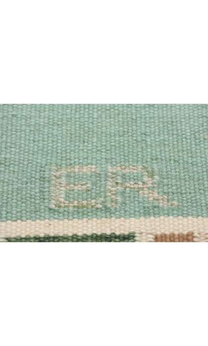 9 x 12 Scandinavian Modern Green Swedish Inspired Kilim Rug 31114