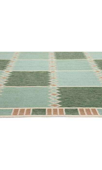 9 x 12 Scandinavian Modern Green Swedish Inspired Kilim Rug 31114