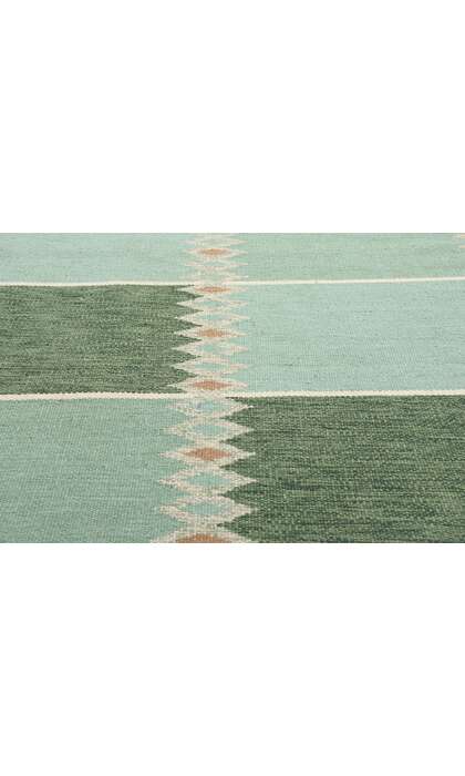 9 x 12 Scandinavian Modern Green Swedish Inspired Kilim Rug 31114