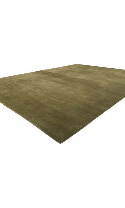 9 x 12 Solid Olive Green Modern Rug 31161