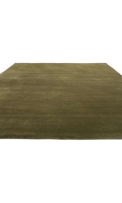 9 x 12 Solid Olive Green Modern Rug 31161