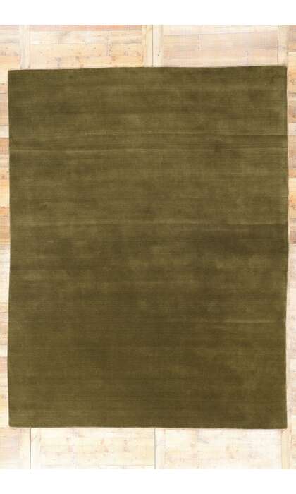 9 x 12 Solid Olive Green Modern Rug 31161