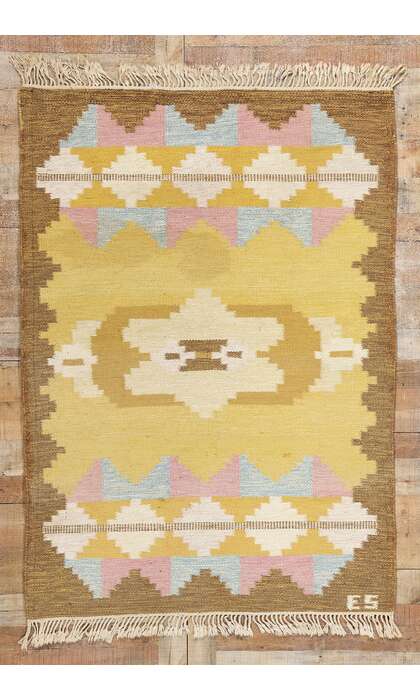 4 x 6 Evy Svensson Vintage Swedish Rollakan Rug 78824