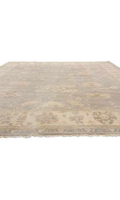 12 x 15 Vintage-Inspired Modern Gray Oushak Rug 31076
