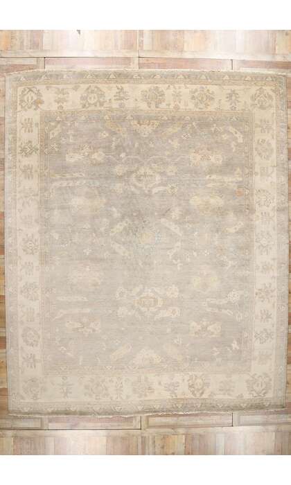 12 x 15 Vintage-Inspired Modern Gray Oushak Rug 31076