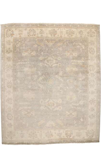 12 x 15 Vintage-Inspired Modern Gray Oushak Rug 31076