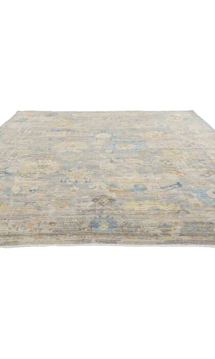 8 x 10 Vintage-Inspired Modern Gray Oushak Rug 31064