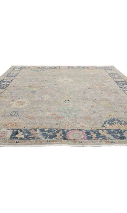 8 x 10 Vintage-Inspired Modern Gray Oushak Rug 31066