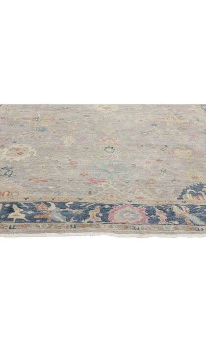 8 x 10 Vintage-Inspired Modern Gray Oushak Rug 31066