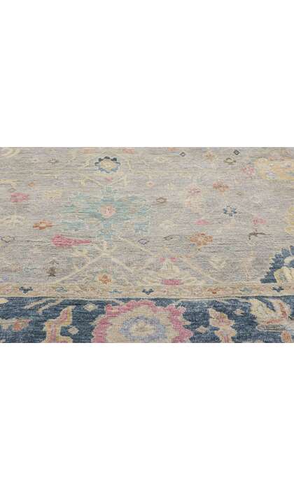 8 x 10 Vintage-Inspired Modern Gray Oushak Rug 31066