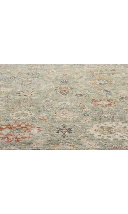 12 x 15 Vintage-Inspired Modern Green Oushak Rug 31074