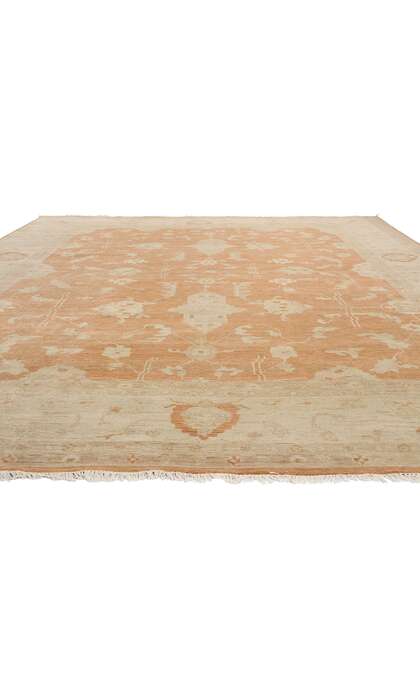 12 x 15 Vintage-Inspired Modern Orange Oushak Rug 31077