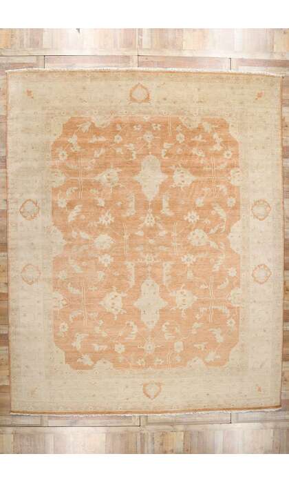 12 x 15 Vintage-Inspired Modern Orange Oushak Rug 31077