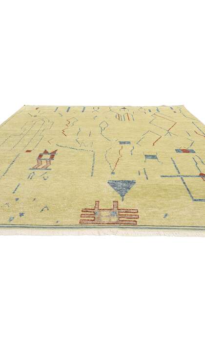 8 x 10 Yellow Abstract Brutalist Moroccan Rug 31223