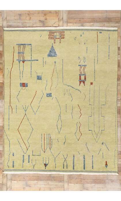 8 x 10 Yellow Abstract Brutalist Moroccan Rug 31223