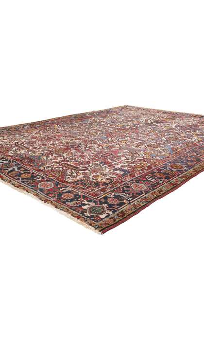 8 x 10 Antique Ivory Persian Dragon Heriz Rug 90004