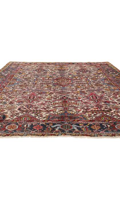 8 x 10 Antique Ivory Persian Dragon Heriz Rug 90004