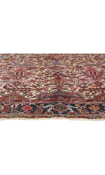 8 x 10 Antique Ivory Persian Dragon Heriz Rug 90004