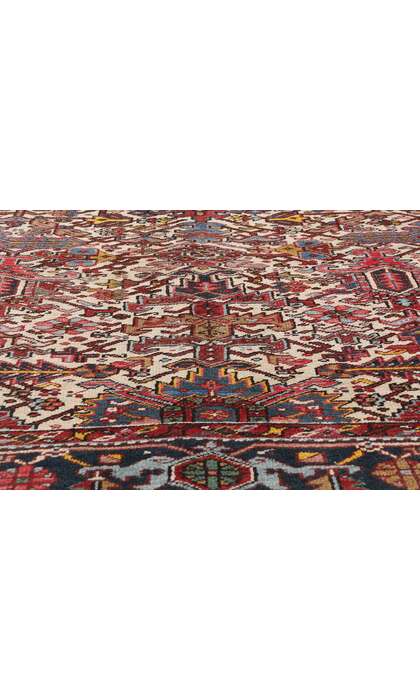 8 x 10 Antique Ivory Persian Dragon Heriz Rug 90004