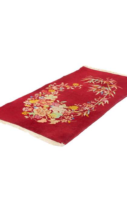 2 x 4 Antique Red Chinese Art Deco Rug 78895