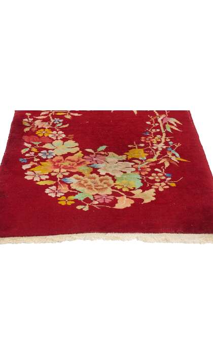 2 x 4 Antique Red Chinese Art Deco Rug 78895