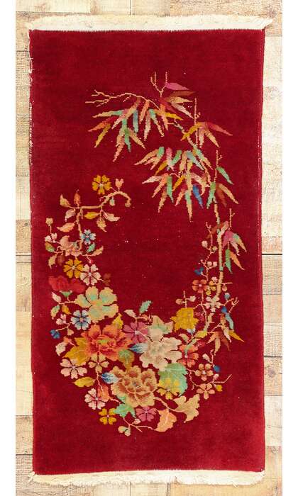 2 x 4 Antique Red Chinese Art Deco Rug 78895