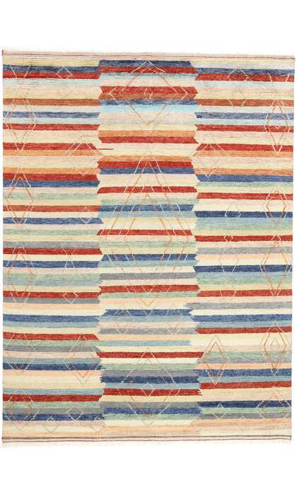 9 x 12 Modern Striped Tribal Moroccan Rug 31265