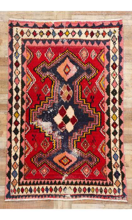 4 x 7 Distressed Vintage Persian Lori Rug 78854