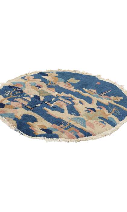 2 x 2 Distressed Antique Round Chinese Art Deco Rug 78900