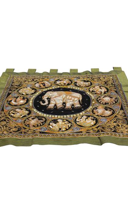 4 x 4 Vintage Embroidered Burmese Kalaga Tapestry 78841