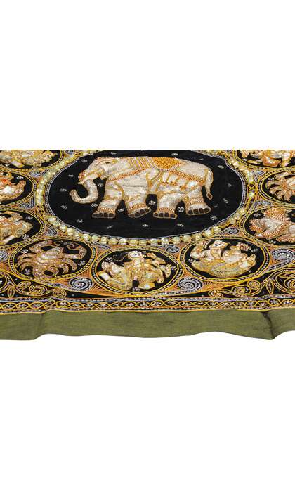 4 x 4 Vintage Embroidered Burmese Kalaga Tapestry 78841