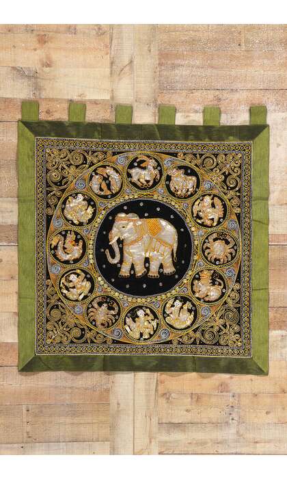 4 x 4 Vintage Embroidered Burmese Kalaga Tapestry 78841