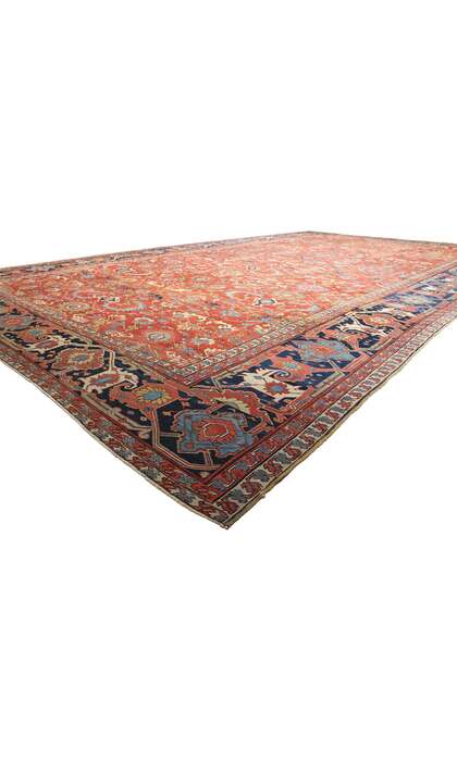 16 x 26 Oversized Antique Red Allover Persian Serapi Rug 78845