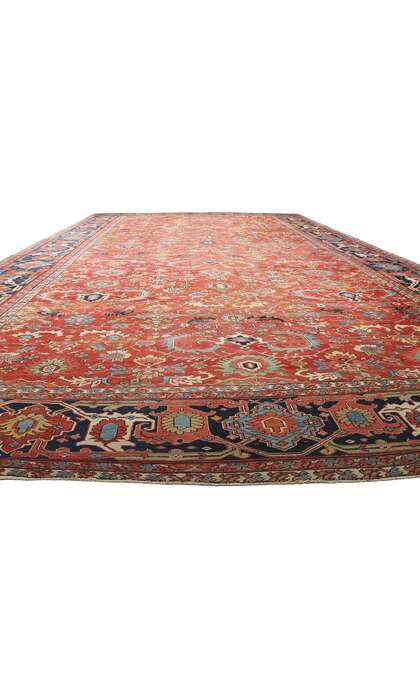 16 x 26 Oversized Antique Red Allover Persian Serapi Rug 78845