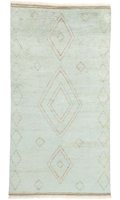 5 x 10 Mint Whisper Diamonds Modern Moroccan Rug 31315